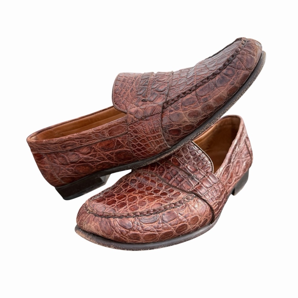Alan Payne Franco II Genuine Crocodile Loafers Slip On Men's Shoes 10